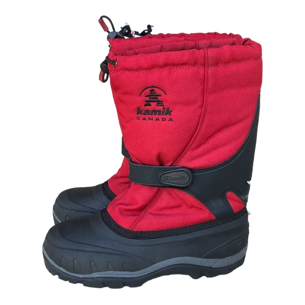 Kamik Kids Red Black‎ Kids Snow Boots Size 5 Good Condition.